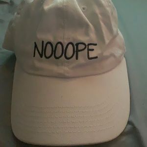 white nooope baseball hat
